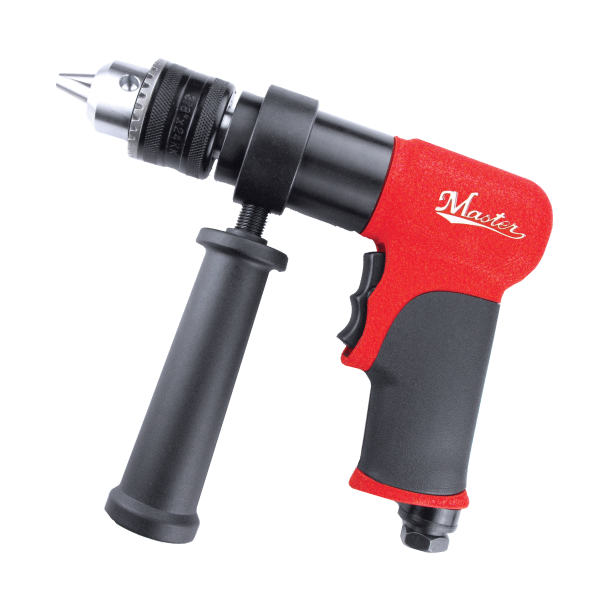 Master Palm 28580 Industrial Reversible 1/2" Keyed Jacobs Chuck Air Drill with side Handle, 650 Rpm