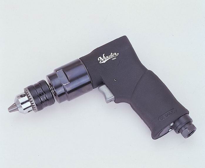 Master Palm Industrial 3/8" Pneumatic Air Drill, Keyed Jacobs Chuck Air Drill, 2200 Rpm, , Non-Reversible