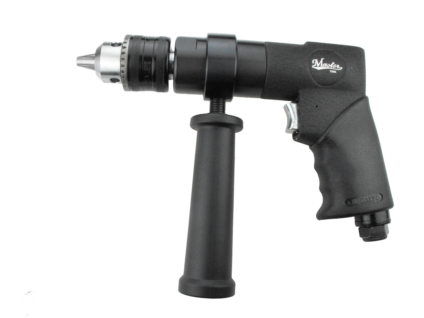 Master Palm Heavy Duty 1/2" Pneumatic Air Drill, Keyed Jacobs Chuck Air Drill, 800 Rpm, side Handle, Non-Reversible