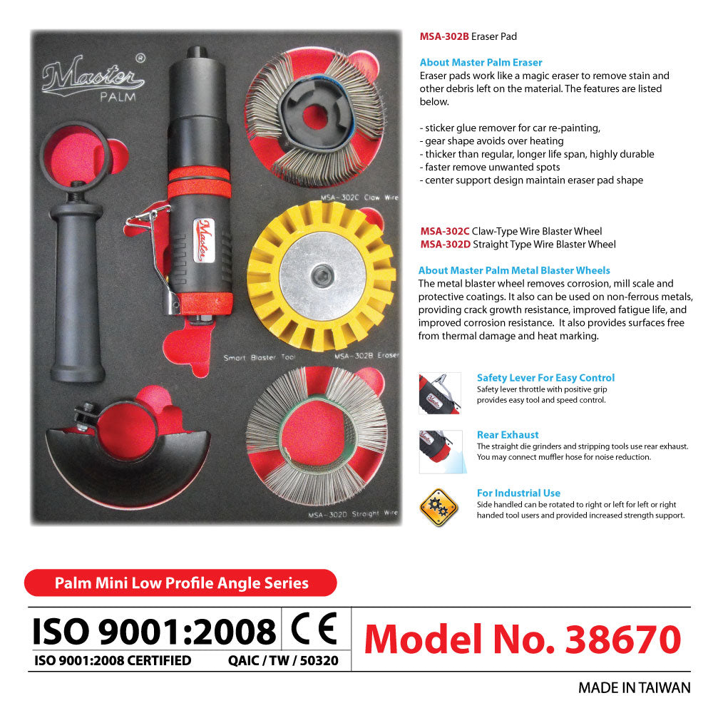 Pneumatic Rust and Paint Removal Grinder/Eraser/Sandblaster